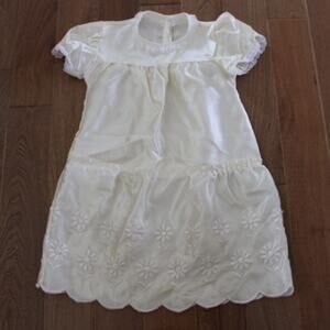 Vintage‎ Ivory Satin Lace Floral Embroidery Dress B Young Toddler 2T